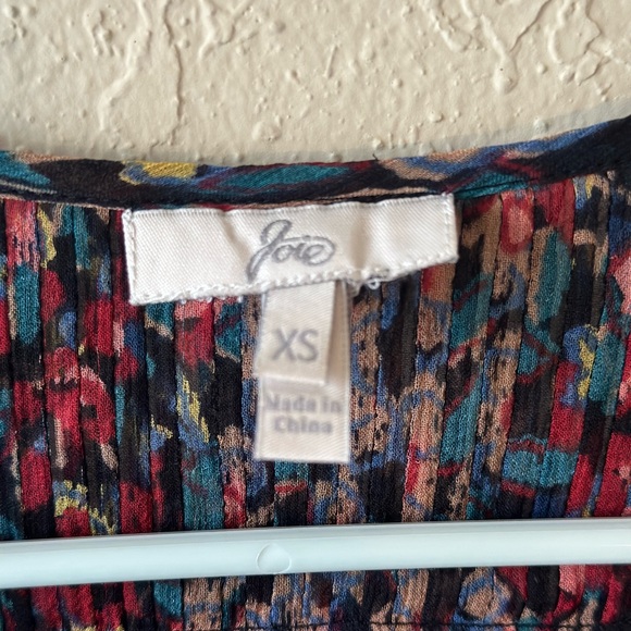 Joie Blue Blouse XS  Long Sleeve Paisley Pullover Ruffled - Picture 2 of 3